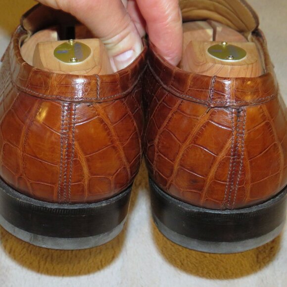 J.M. Weston 180 Brown Crocodile Leather Loafers US 9.5 D main image 7